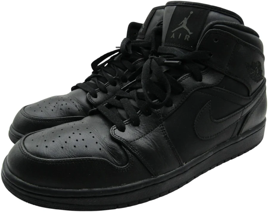 Nike Air Jordan 1 Mid Triple Black 554724-010 Men's Shoes Size 13