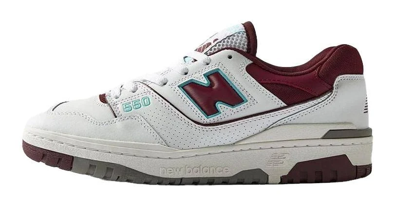 New Balance 550 "burgundy Turquoise" Athletic Men Sneakers - Wine Red/white