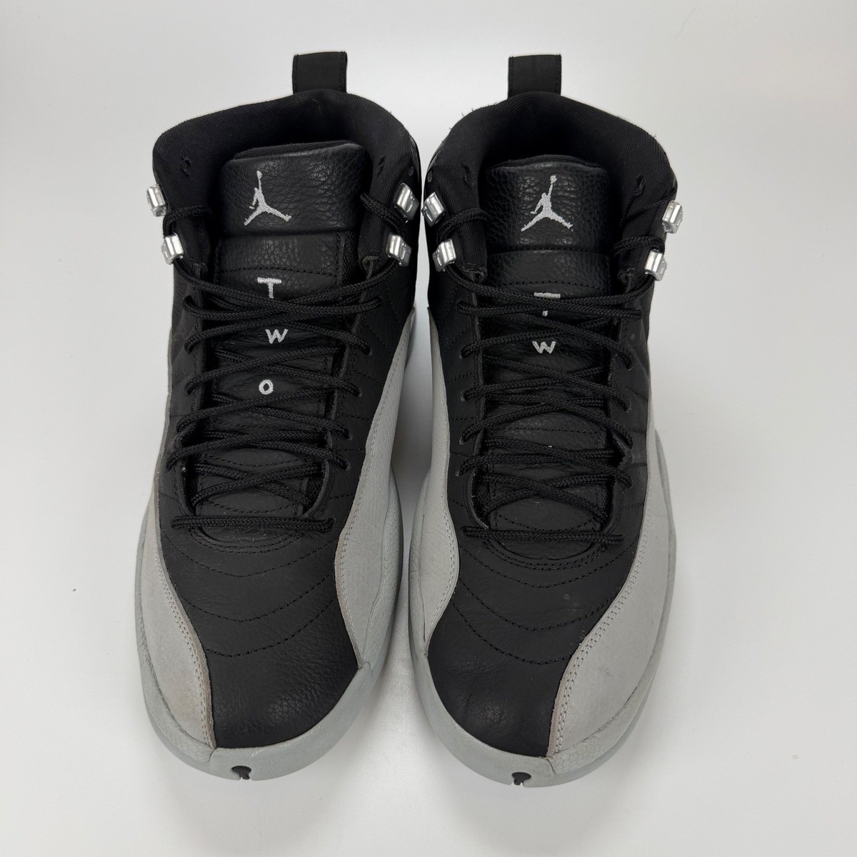 Air Jordan 12 Retro Barons Black Wolf Grey White CT8013-010 Mens Size 10.5