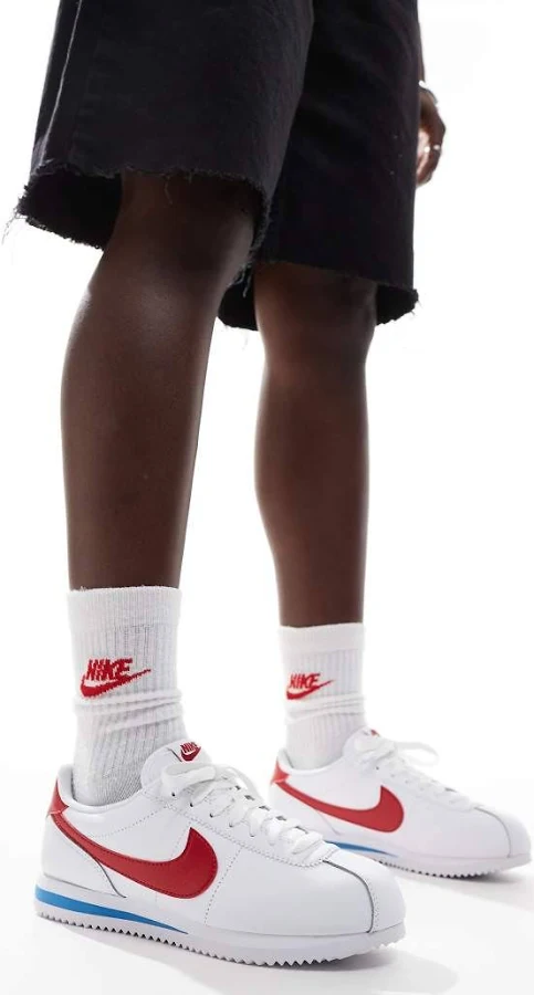 Nike Cortez sneakers in white and red