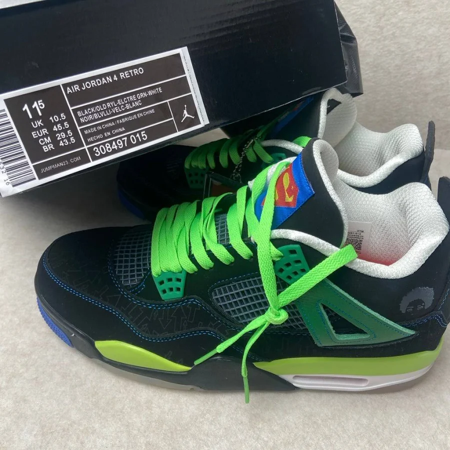 Jordan 4 Retro Doernbecher Superman Black Green Size 11.5 Men - New Men | Color: Black/Green | Size: 11.5