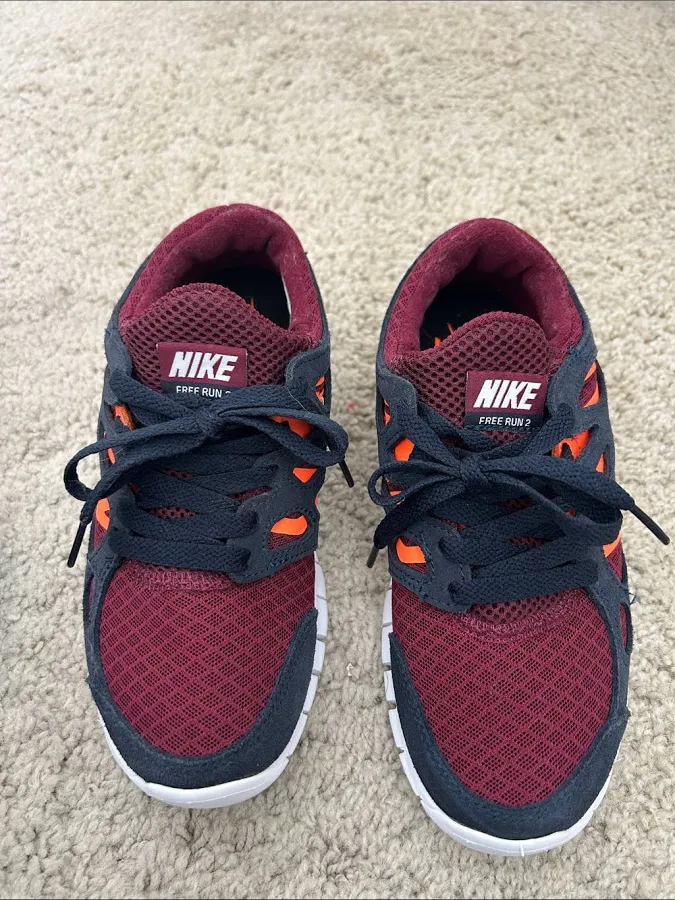 Nike Shoes | Nike Free Run 2 Sneakers In Burgundy, Black And Orange | Color: Orange/Red | Size: 5 | Monkeymonkey123's Closet