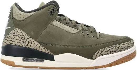 AIR JORDAN 3 RETRO "MEDIUM OLIVE" SNEAKERS, MEDIUM OLIVE SEQUOIA / 11+