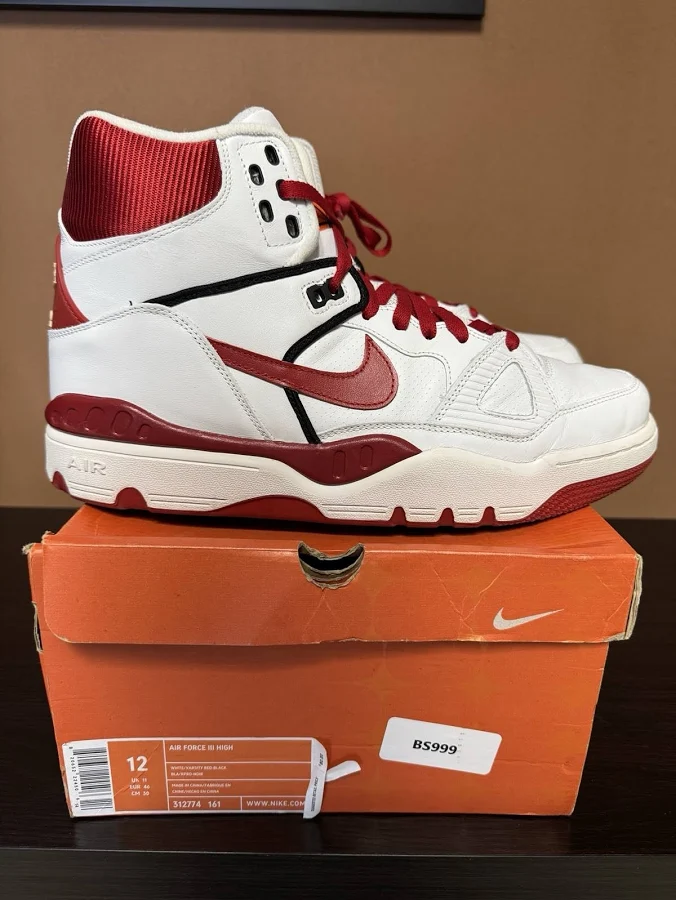 Nike Air Force Iii 3 High 312774-161 Red White 2005 Size 12 With