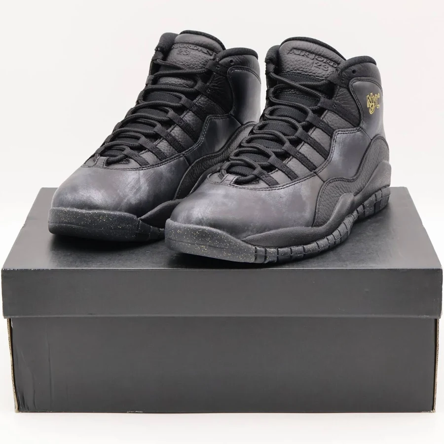 310805-012 Nike Air Jordan 10 Retro Nyc York City Black Metallic Gold