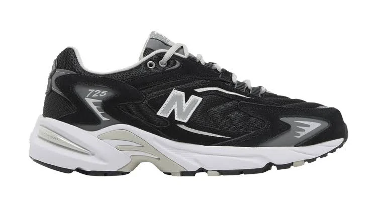 New Balance 725 Black Grey White, UK 4