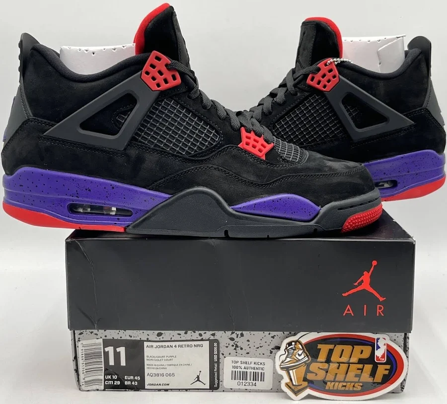 Air Jordan 4 Raptors 2018 Size 11 Rare Retro Authentic Black Purple Mj