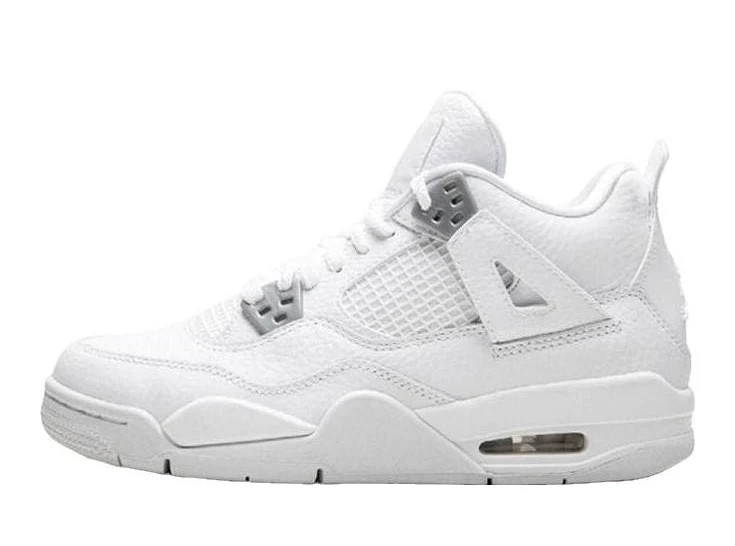 Jordan Air 4 Retro "pure Money" High Top Women Sneakers - White/metallic Sivler-off White