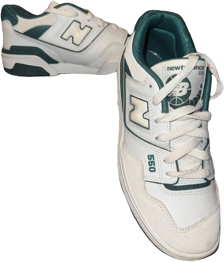 New Balance White Green Leather 550 Trainers Size 37.5 EU