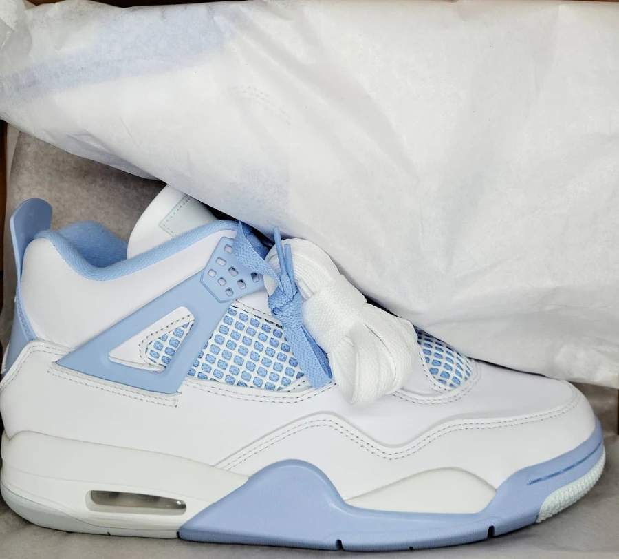 Air Jordan Retro 4 'forget Me Not' Baby Blue/white Sz 11 Women=9.5 Men