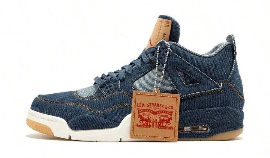 Levi's Men's Air Jordan 4 Retro Denim Basketball Shoes