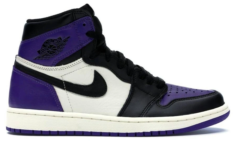 Air Jordan 1 Retro High OG Court Purple Sneakers, Men 12.5- Court Purple/Sail-Black Leather