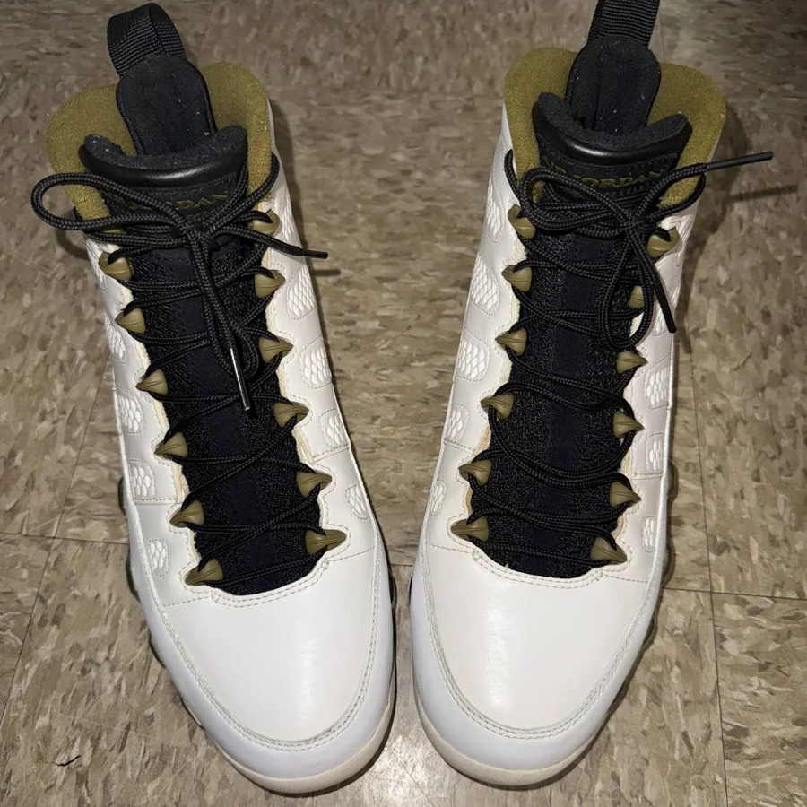 Air Jordan 9 Retro White Olive Black Sneakers