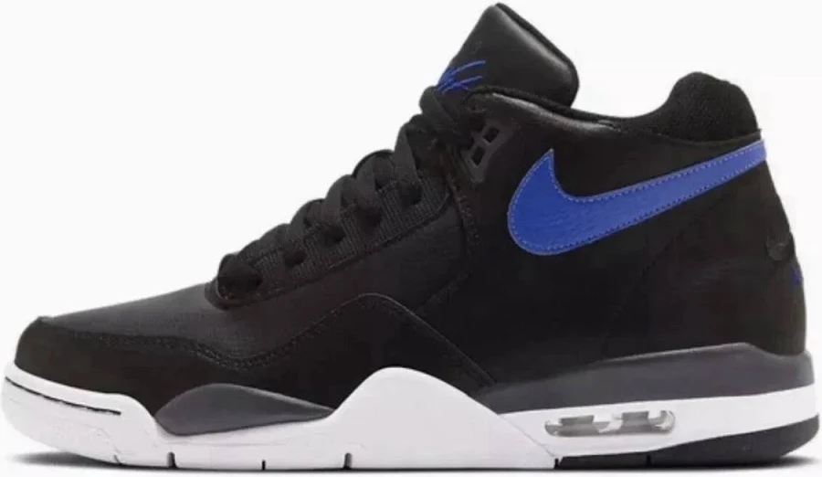 Nike Flight Legacy Leather Black Hyper Blue Basketball Shoes