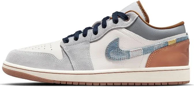 Air Jordan 1 Low SE Phantom Repaired Denim Swoosh Men's Shoes