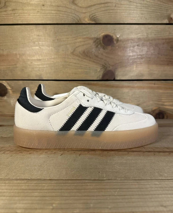 Adidas Sambae White & Black Low Top Lace Up Sneakers JR1437