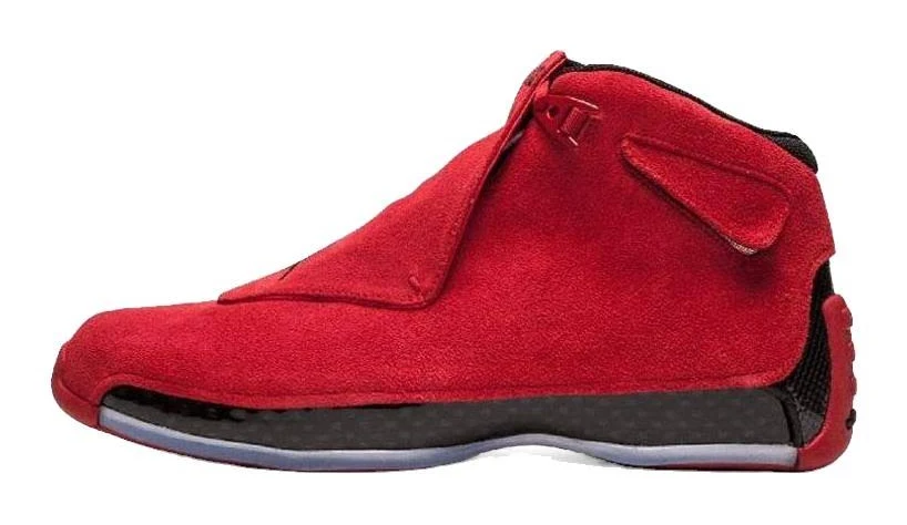 Jordan 18 Retro High Top Men Sneakers - Red Suede/black