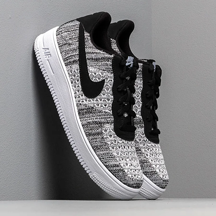 Nike Air Force 1 Flyknit 2.0 Shoes Black Pure Platinum Av3042-001 Mens