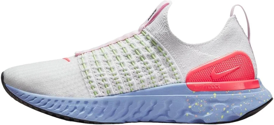 Nike React Phantom Run Flyknit 2 'confetti' Athletic Women Sneakers - Platinum Tint/barely Volt/cobalt Bliss
