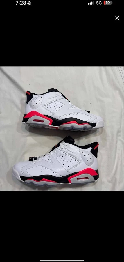 Air Jordan 6 Low White Infrared 2015 Size 9 Red/black