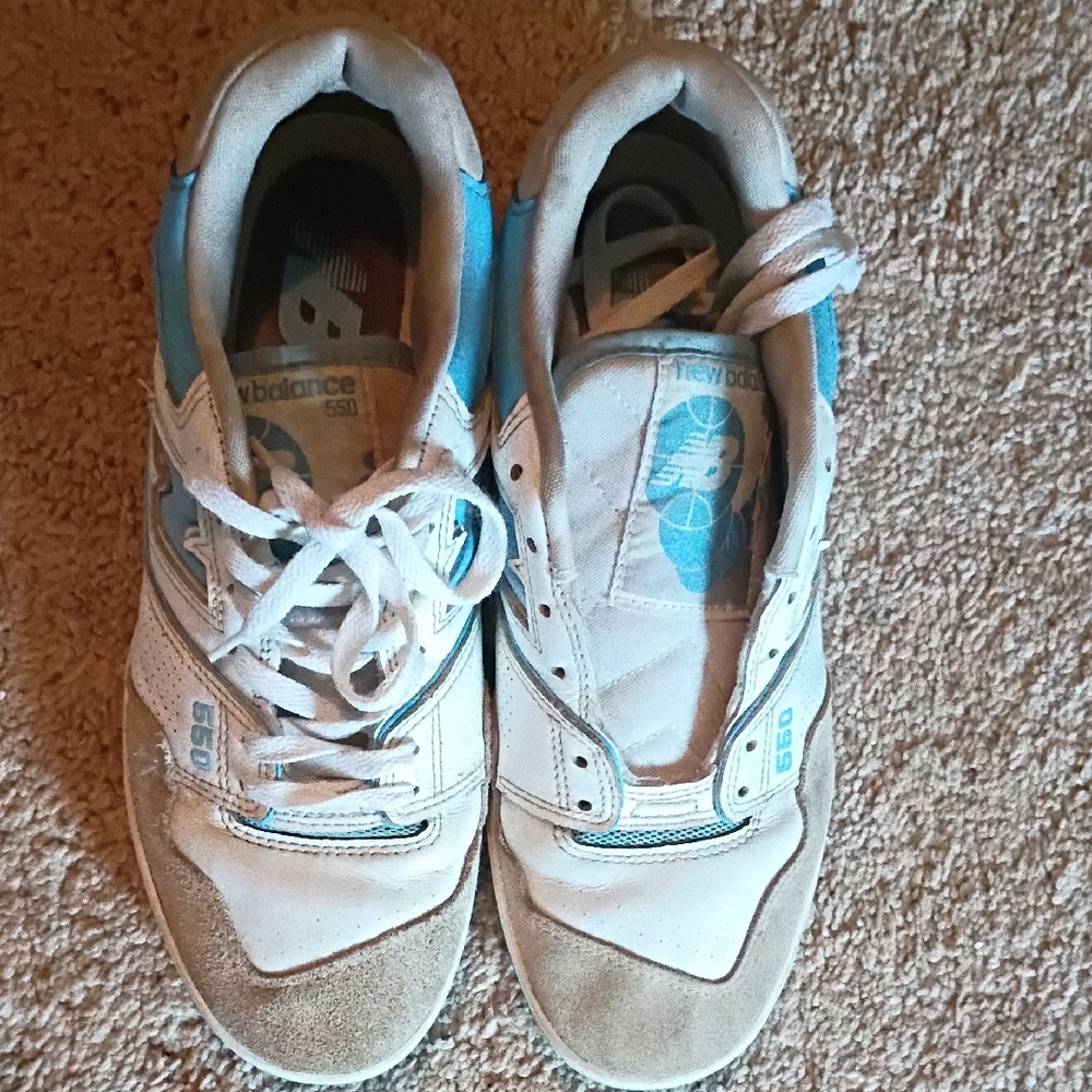 New Balance 550 White and Light Blue Sneakers