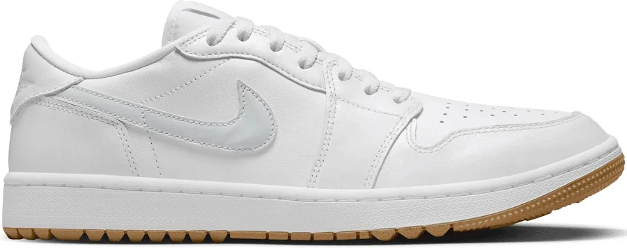 Nike Air Jordan 1 Low G Golf Shoes - White/Gum Medium Brown/Pure Platinum - 5.5 - MEDIUM