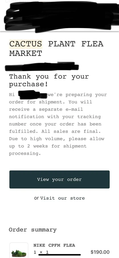 Nike Cpfm Flea 1 Men’s Size 12.5 Overgrown Dunk Grinch Confirmed Order