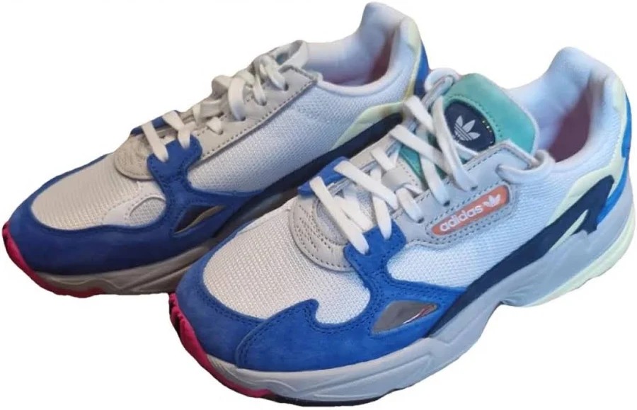 Adidas Yung-1 Leather Trainers White Blue Pink Size 36.5 EU