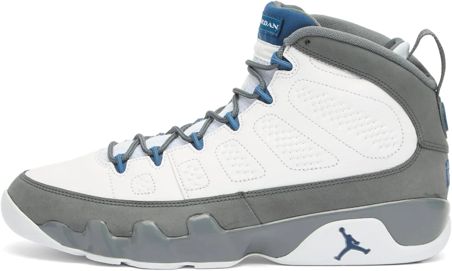 Air Jordan Men's 9 Retro Sneaker in White/Blue/Grey, Size UK 7.5 | END Clothing