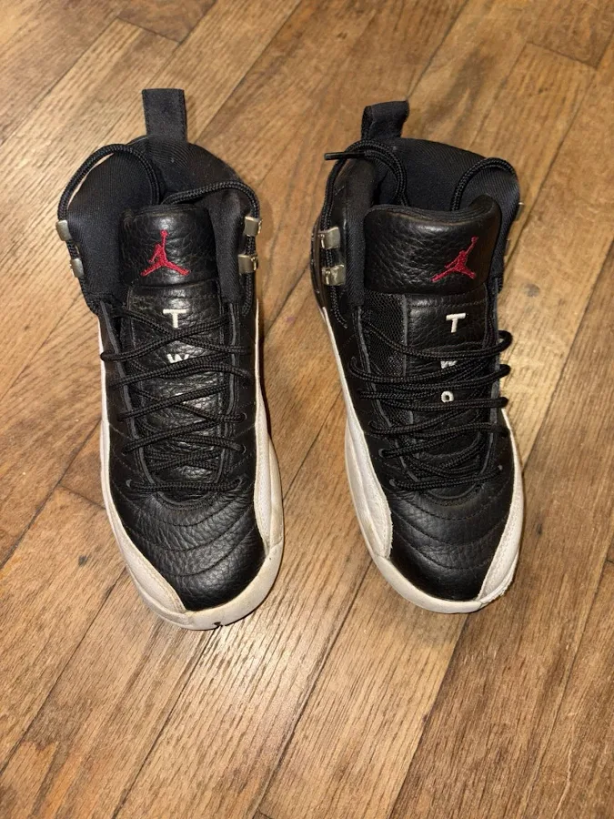Jordan Air Jordan 12 Retro Playoff Black White Red Leather Mid Top
