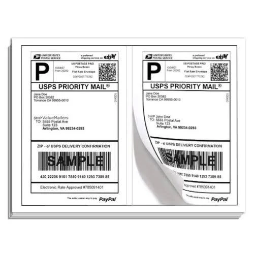 200 Half Sheet Self Adhesive Shipping Labels 8.5 X 5.5 Laser Paypal