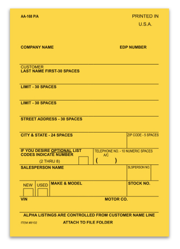 Vehicle Deal Labels - 3-5/16" x 4-3/4" (Package of 100)
