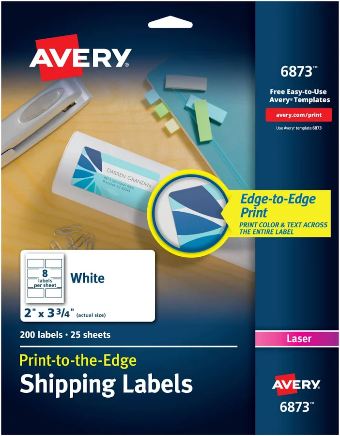 Avery?? Shipping Labels Sure Feed Color Laser Printers Print to the Edge