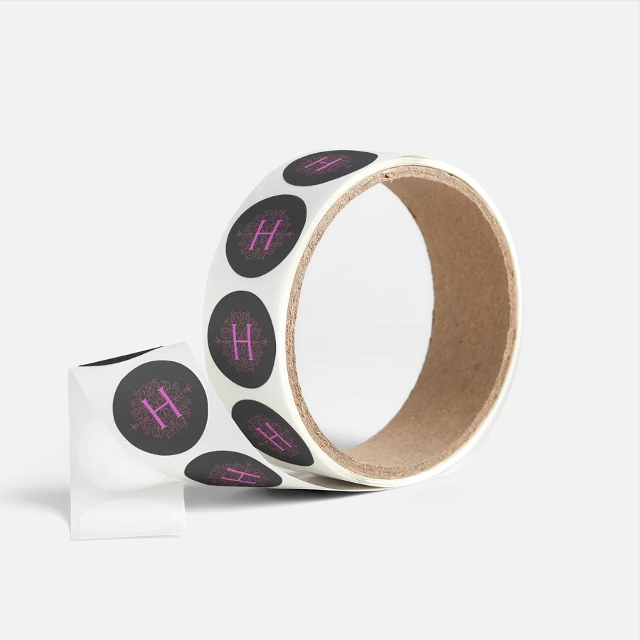 Custom Roll Labels | 1" x 1" | Gray, Blue and Brown | VistaPrint | Design: Gray, Retail, Beauty Consulting, Beauty & Spa, Styles & Themes, Industry