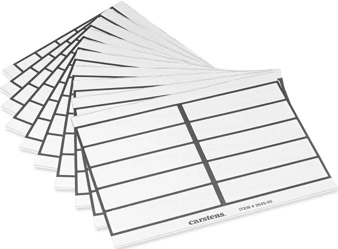 Carstens Adhesive Binder Labels, 5 3/8” x 1 3/8”, Stickers for 1.5” – 4” Ring Binder Spines, Inkjet and Laser Printer Compatible