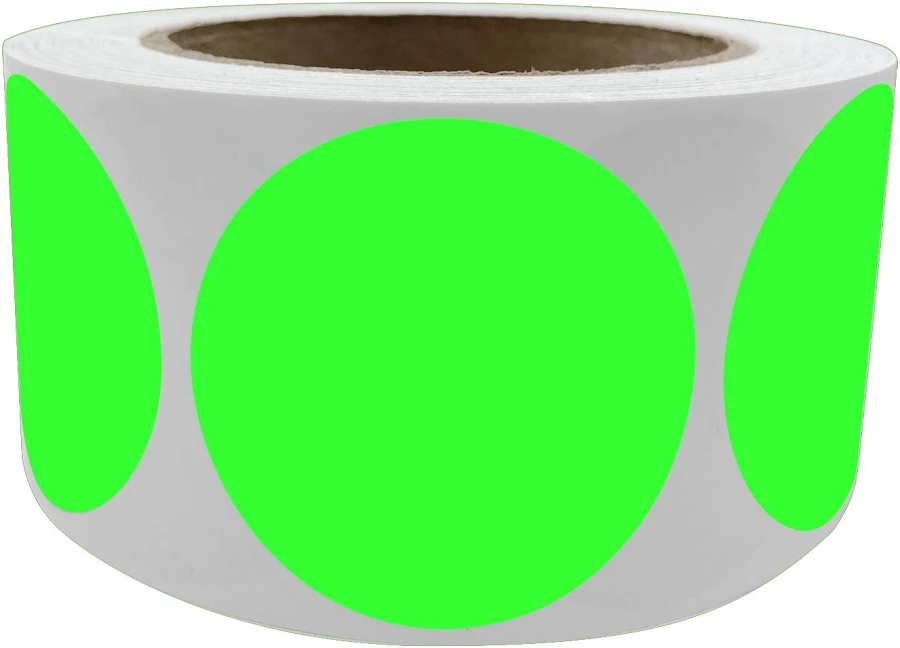Royal Green 3 inch Neon Green Dot Sticker Rolls