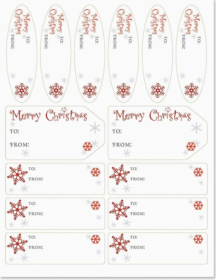 Merry Christmas Script Matching Self-Stick Labels - Set of 42