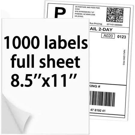 Sjpack Full Sheets Sticker Labels for Laser/Inkjet Printers