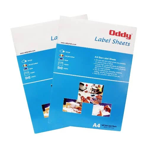 Oddy A4 Paper Label Stickers for Laser & Inkjet Printers | 65 Labels Per Sheet - Pack of 100 Sheets | for Shipping, Address, Folders, Industrial Use
