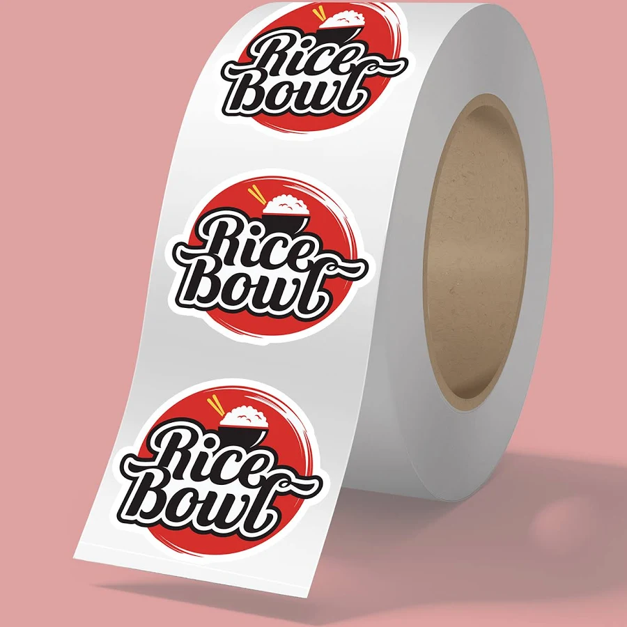 250 Customized Roll Labels - 2" x 2" BOPP stickers on roll - 3.5mil - White