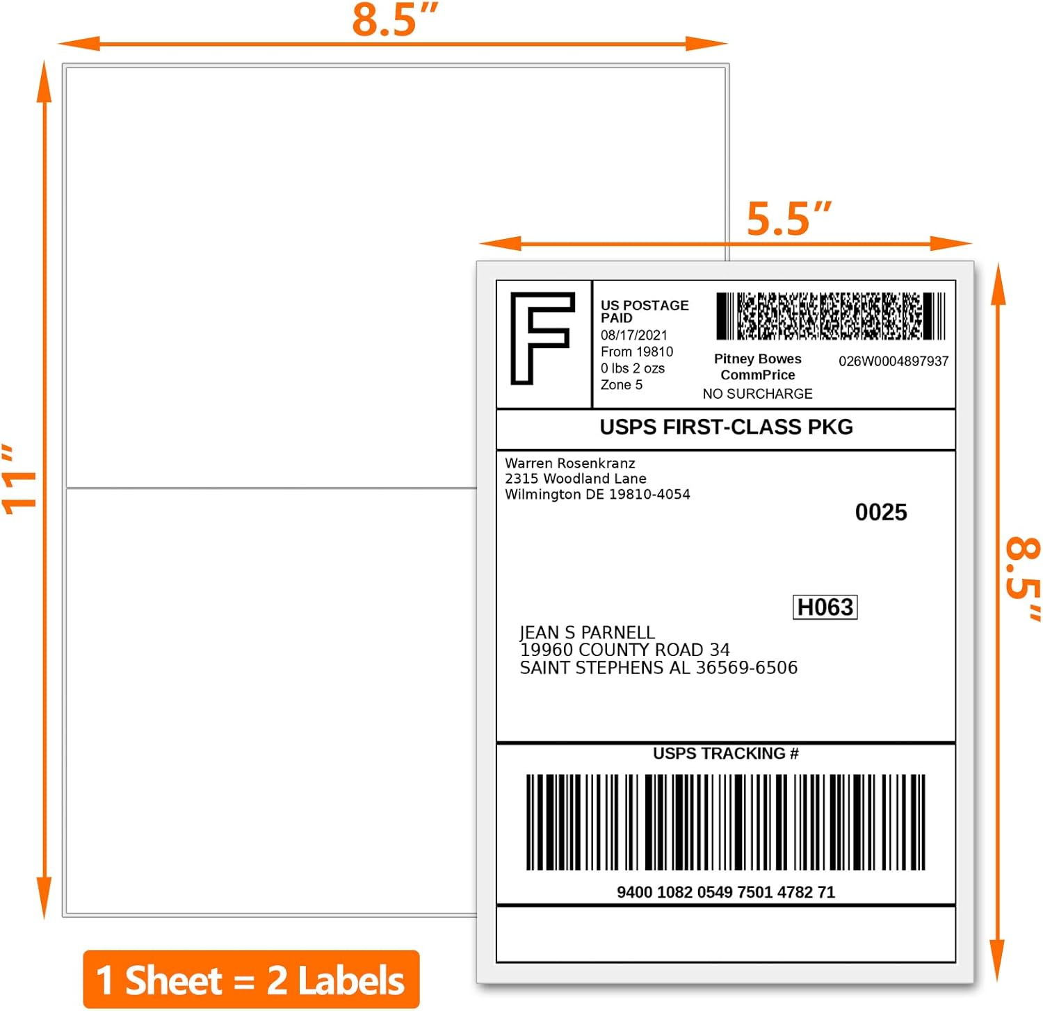 1000 Half Sheet Self Adhesive Shipping Labels, 8.5" x 5.5" Address Labels for Laser & Inkjet Printers(1000 labels-500 Sheet) - Anti-slip rubber grips,