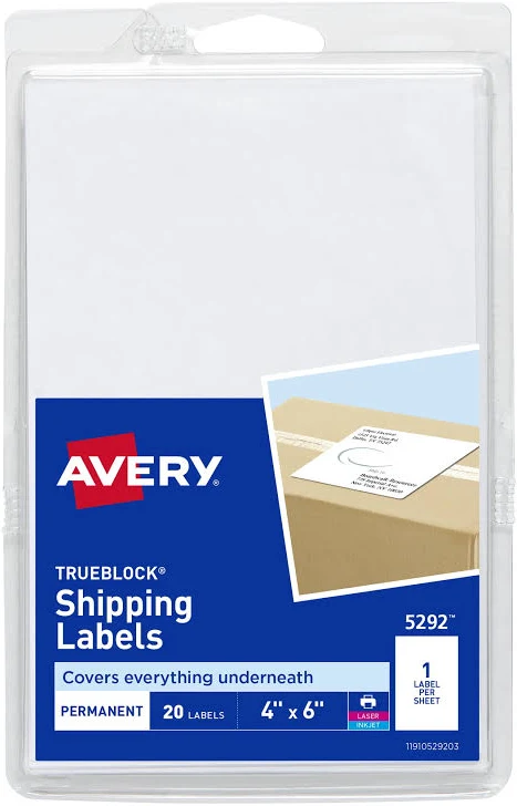 Avery Shipping Labels with TrueBlock Technology