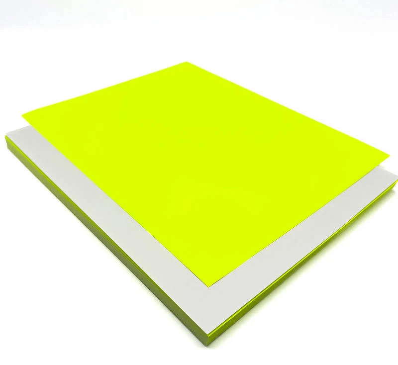 Fluorescent Chatreuse 8-1/2x11 Self-Adhesive Label Paper 100/pkg