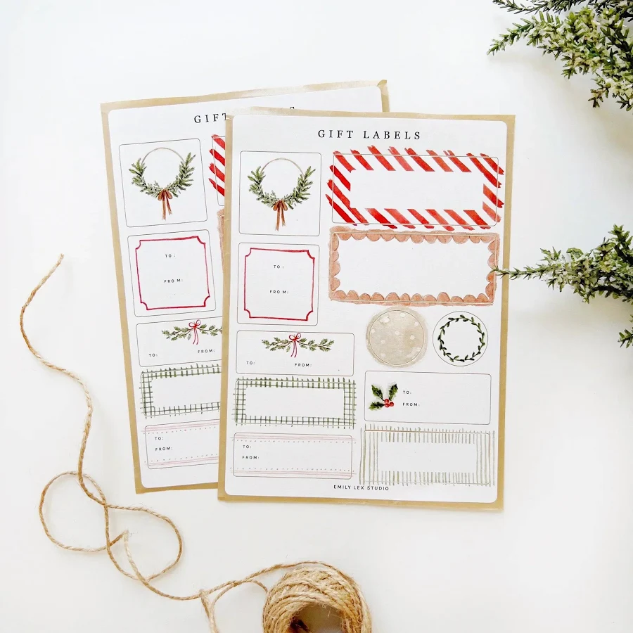 Emily Lex Studio christmas gift tag label sticker sheets