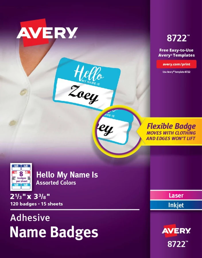 Avery Hello My Name Is Self-Adhesive Name Tags 08722