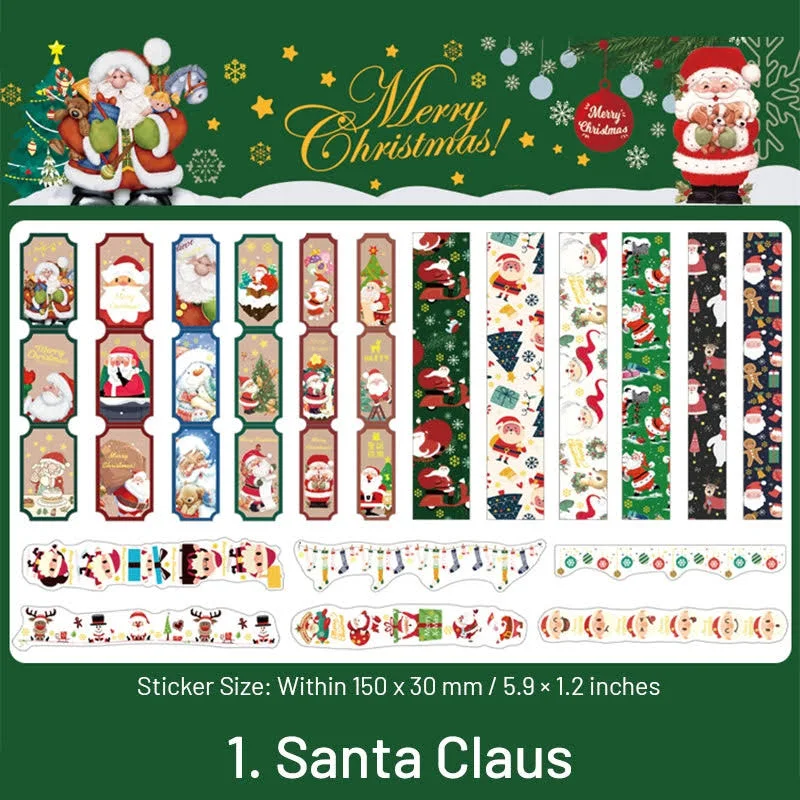 Christmas Long Gold Foil Stickers Trees