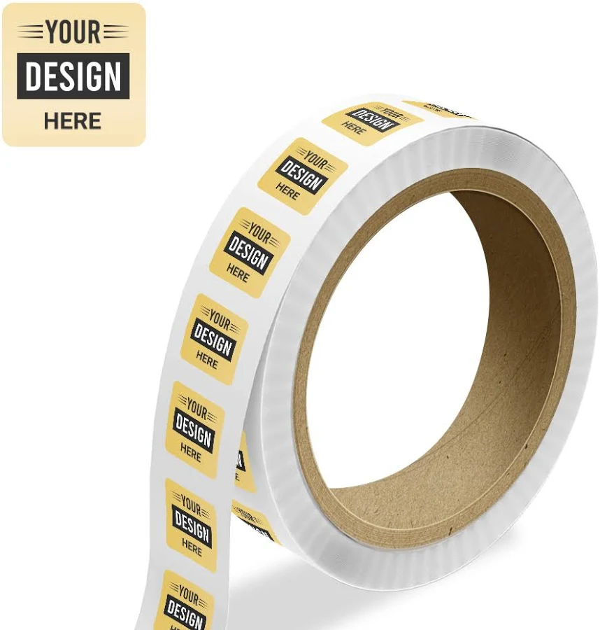 Custom 2 x 2 Inch Roll of Square Labels - Durable with Metallic Finish - Gold Foil - 125 Pack