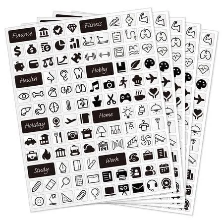 Pvc Self-Adhesive Stickers Writable Label Stickers Rectangle Black 175x220mm Sticker: 15x15mm 520pcs/set 5 sheets/set DIY