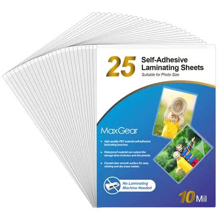 Maxgear Self Adhesive Laminating Pouches 4.5" x 6.5" 25 Count