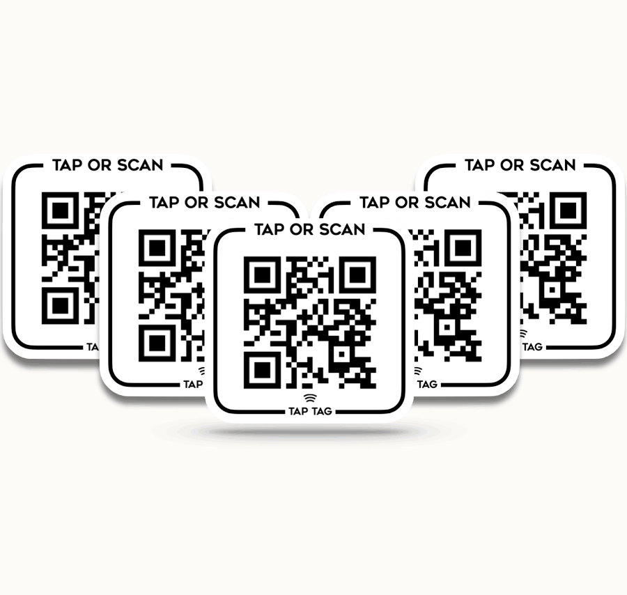 NFC Tap QR Sticker Pack | Dynamic Digital Profile Stickers | Multipack 5-Pack